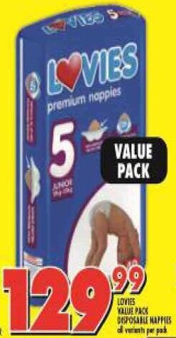 Shoprite Lovies Value Pack Disposable Nappies offer