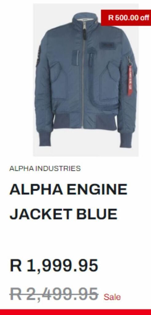 The Cross Trainer Alpha engine jacket blue offer