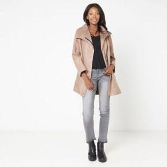 Utopia melton coat with asymetrical zip mink