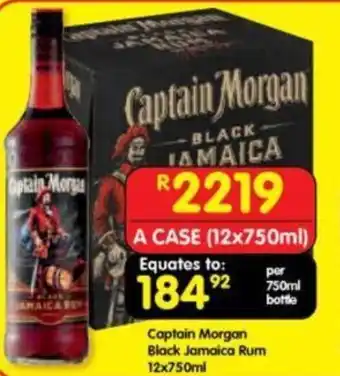 Shoprite Captain Morgan Black Jamaica Rum 12x750ml offer