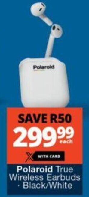 Checkers Polaroid True Wireless Earbuds . Black/White offer