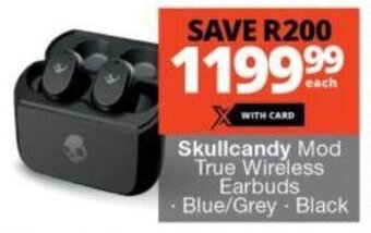 Checkers Skullcandy Mod True Wireless Earbuds - Blue/Grey Black offer