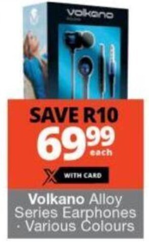 Checkers Volkano Alloy Series Earphones Various Colours offer