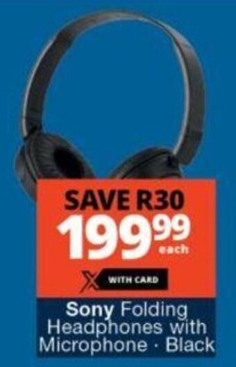 Checkers Sony Folding Headphones with Microphone Black offer