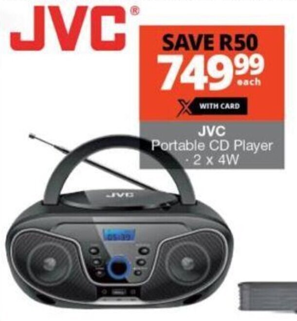 JVC Portable CD Player 2 x 4W offer at Checkers