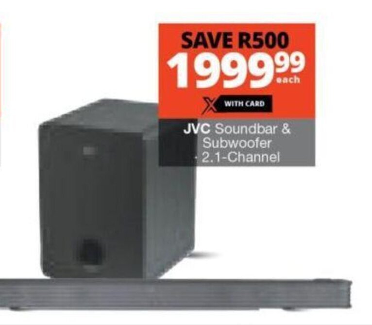 JVC Soundbar & Subwoofer 2.1Channel offer at Checkers