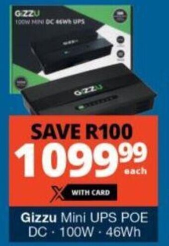 Gizzu Mini UPS POE DC 100W 46Wh