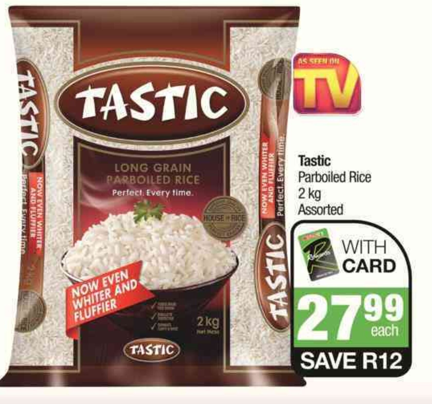 Tastic Parboiled Rice 2 kg Assorted offer at Spar