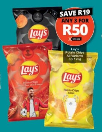 Checkers Lay's Potato Chips All Variants 3 x 120g offer
