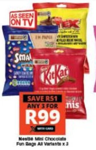 Checkers Nestle Mini Chocolate Fun Bags All Variants x 3 offer