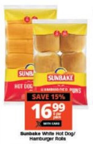 Checkers Sunbake White Hot Dog/ Hamburger Rolls offer