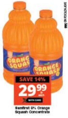 Checkers Sunfirst 8% Orange Squash Concentrate offer