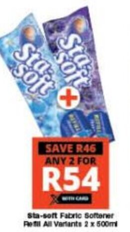 Checkers Sta-soft Fabric Softener Refill All Variants 2 x 500ml offer