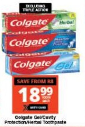 Checkers Colgate Gel/Cavity Protection/Herbal Toothpaste offer
