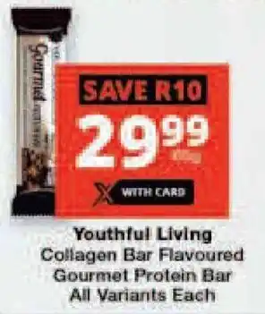 Youthful Living Collagen Bar Flavoured Gourmet Protein Bar All Variants Each