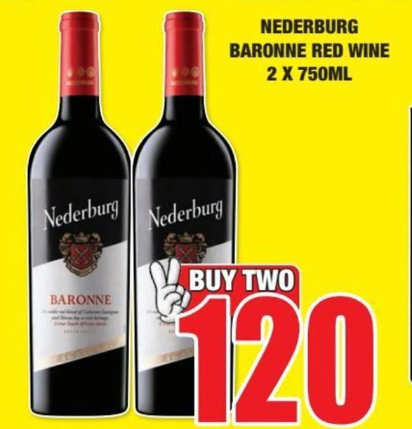 NEDERBURG BARONNE RED WINE 2 X 750ML offer at Boxer