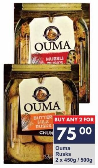 President Hyper Ouma Rusks 2x450g/500g offer