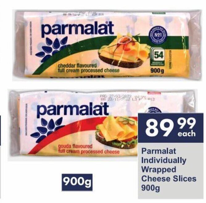 Parmalat Individually Wrapped Cheese Slices 900g offer at President Hyper