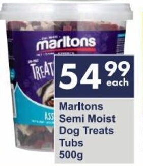 President Hyper Marltons Semi Moist Dog Treats Tubs 500g offer
