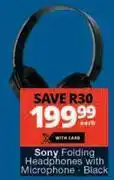 Checkers Hyper Sony folding headphones with microphone (black)-each offer