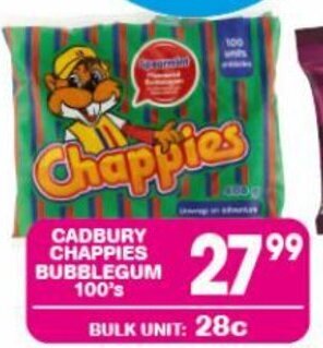 Giant Hyper CADBURY CHAPPIES BUBBLEGUM 100's offer