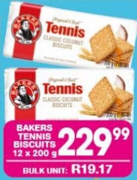 Giant Hyper BAKERS TENNIS BISCUITS 12 x 200g offer