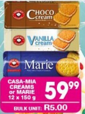Giant Hyper CASA-MIA CREAMS or MARIE 12x150g offer