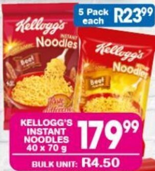Giant Hyper KELLOGG'S INSTANT NOODLES 40 x 70g offer