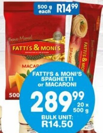 Giant Hyper FATTI'S & MONI'S SPAGHETTI or MACARONI offer