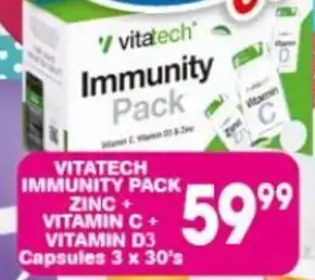 VITATECH IMMUNITY PACK ZINC+ VITAMIN C+ VITAMIN D3 Capsules 3 x 30's
