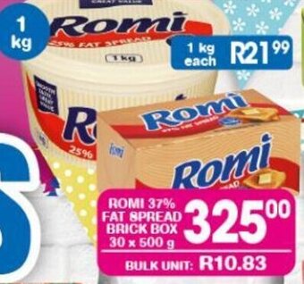 ROMI 37% FAT SPREAD BRICK BOX 30 x 500 g