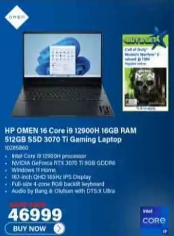 Incredible Connection HP OMEN 16 Core i9 12900H 16GB RAM 512GB SSD 3070 Ti Gaming Laptop offer