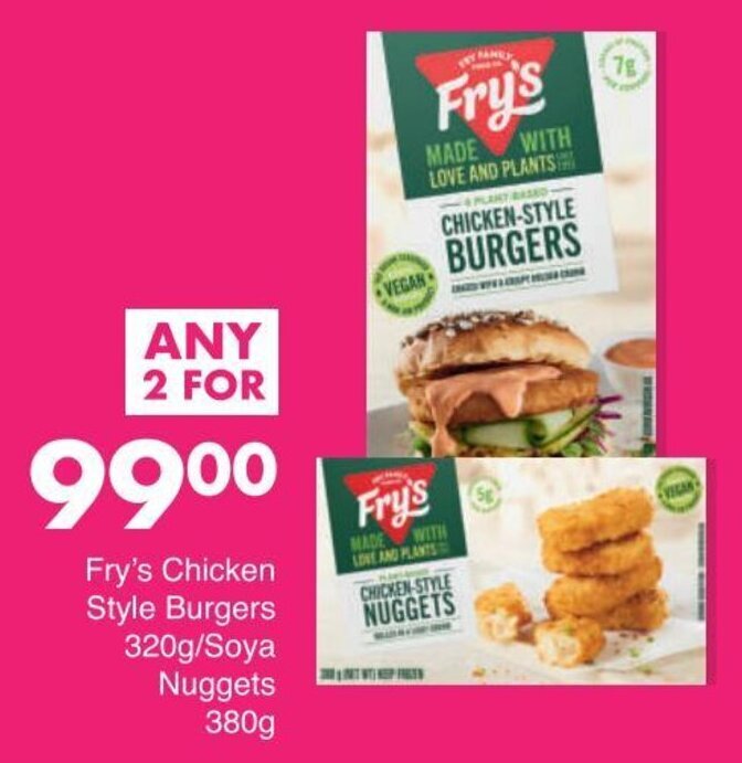Fry's Chicken Style Burgers 320g/Soya Nuggets 380g offer at Save