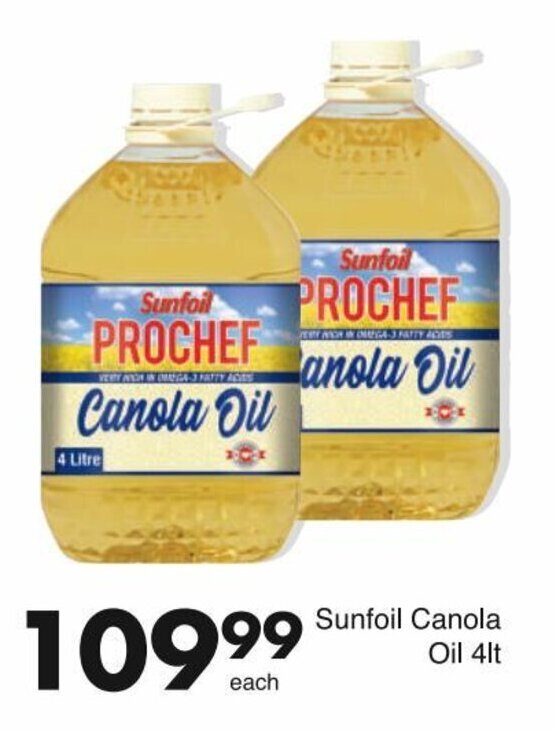 Sunfoil Canola Oil 4lt offer at Save