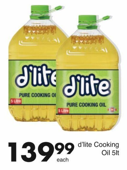 d'lite Cooking Oil 5lt offer at Save