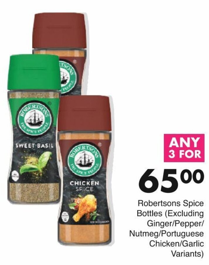 Robertsons Spice Bottles (Excluding Ginger/Pepper/ Nutmeg/Portuguese Chicken/Garlic Variants
