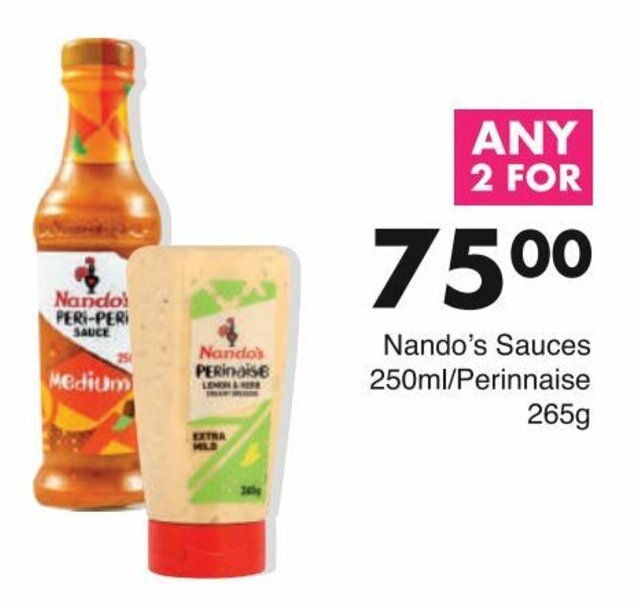 Nando's Sauces 250ml/Perinnaise 265g offer at Save