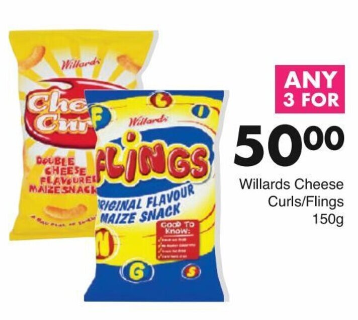 Willards Cheese Curls/Flings 150g offer at Save