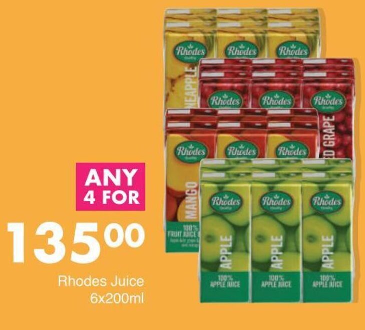 Rhodes Juice 6x200ml offer at Save