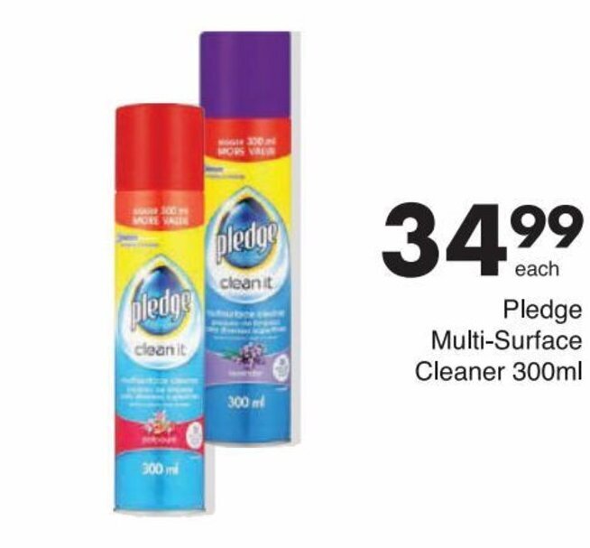Pledge MultiSurface Cleaner 300ml offer at Save