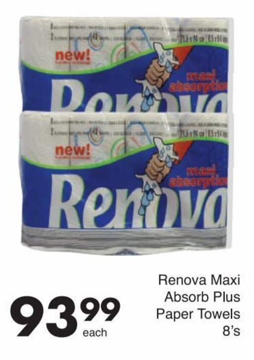 Renova Maxi Absorb Plus Paper Towels 8's offer at Save