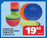 Summer fun plate/round bowl/tumbler set 4 piece-per set