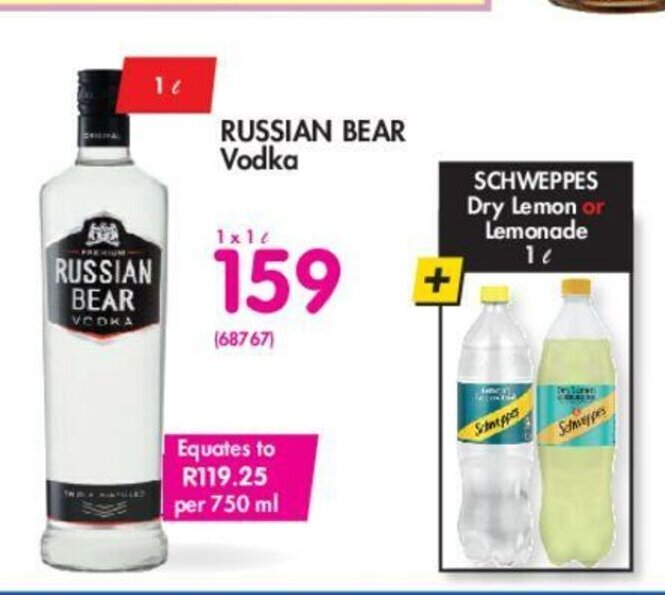 Russian Bear Vodka 1L offer at Makro
