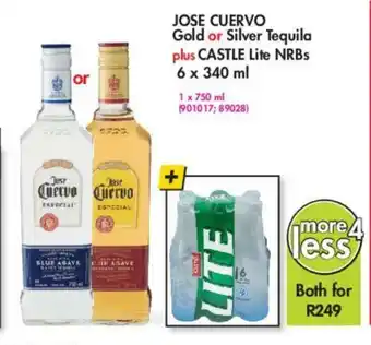 Makro Jose Cuervo Gold or Silver Tequila plus Castle Lite NRBs 6x340ml offer