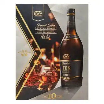 Pick n Pay Liquor Kwv 10yr brandy & 2 glasses gift pack 750ml offer