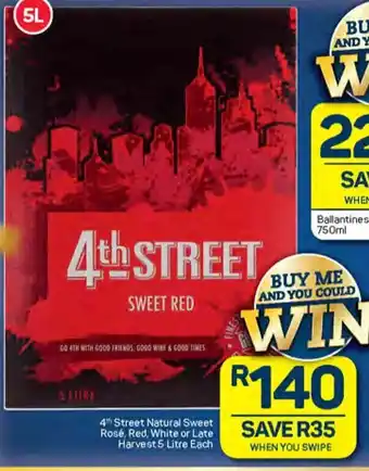 Pick n Pay 4th Street Natural Sweet Rosé, Red, White or Late Harvest 5 Litre Each offer