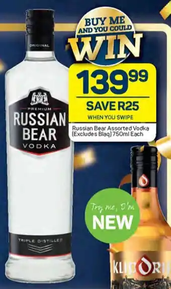 Pick n Pay Russian Bear Assorted Vodka (Excludes Blaq) 750ml Each offer
