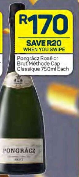 Pick n Pay Pongrácz Rosé or Brut Méthode Cap Classique 750ml Each offer