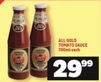 Usave ALL GOLD TOMATO SAUCE 700ml each offer