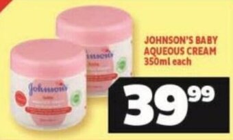 Usave JOHNSON'S BABY AQUEOUS CREAM 350ml each offer
